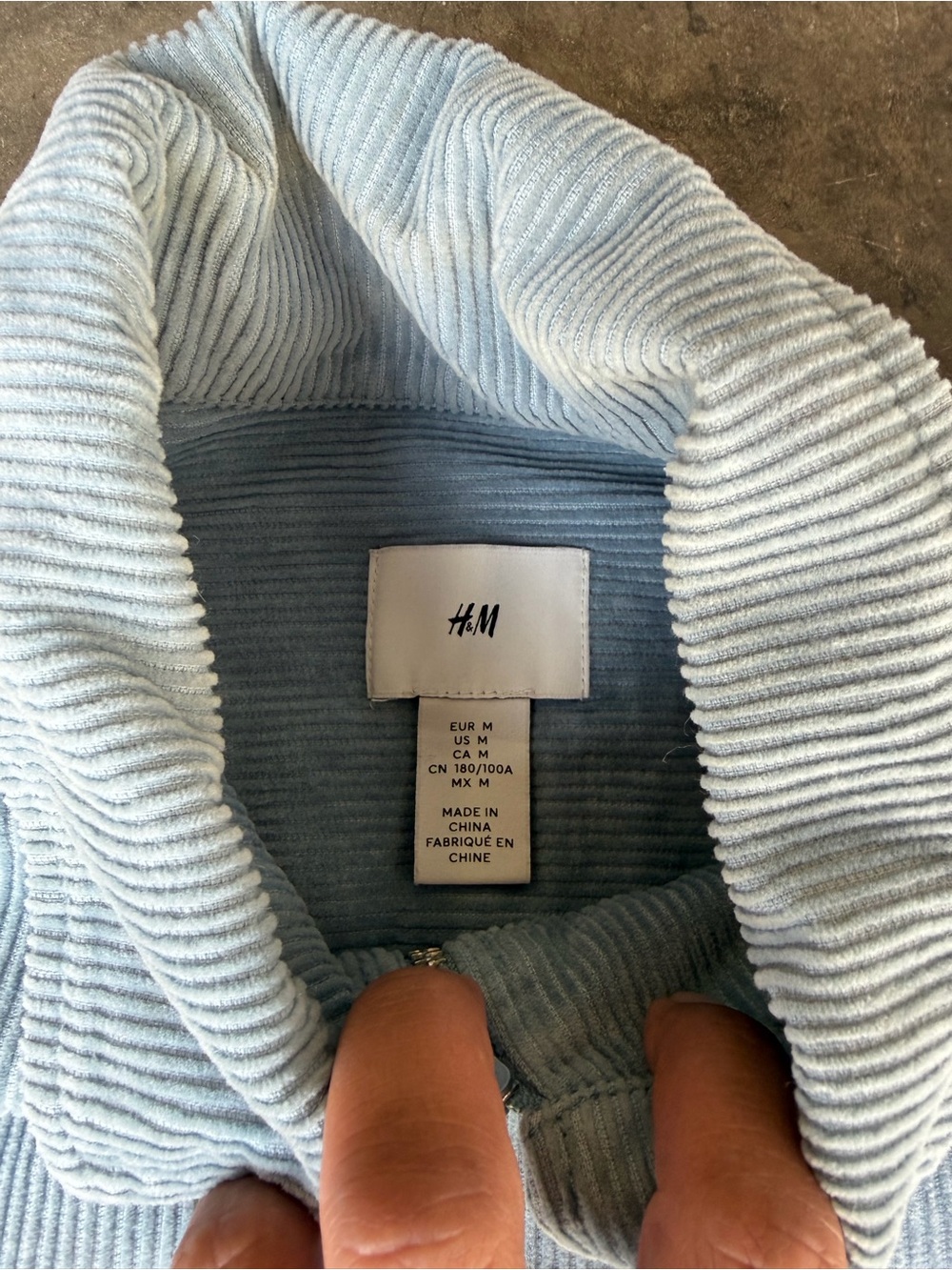 HM Mens Light Blue Corduroy Full Zip Shirt Jacket Shacket Size Men’s M - Picture 3 of 4